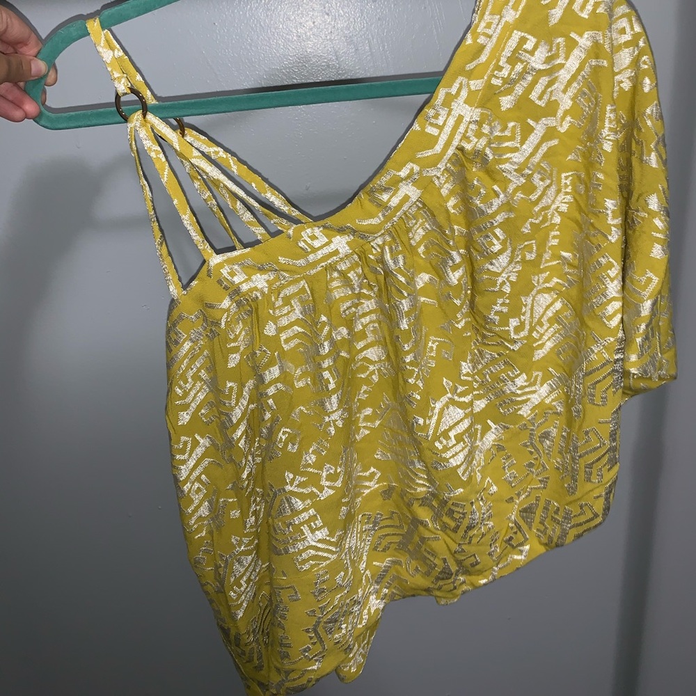 Anthropologie one shoulder silky top